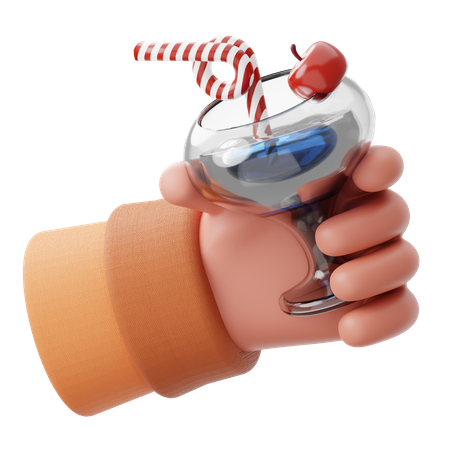 Holding Juice Glass  3D Illustration