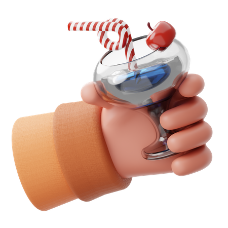 Holding Juice Glass 3D Illustration