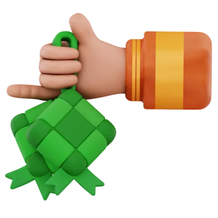 Holding Ketupat  3D Icon