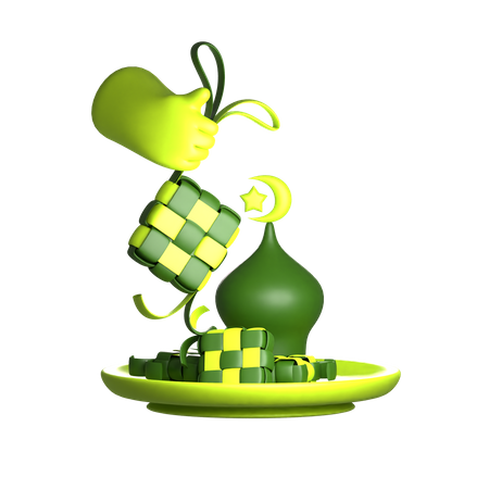 Holding Ketupat  3D Icon