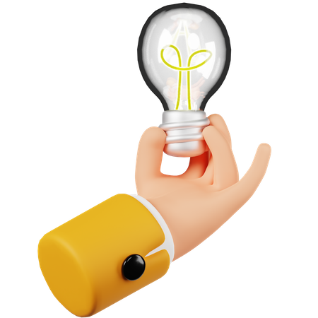 Holding Light Bulb  3D Icon