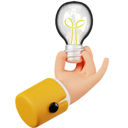 Holding Light Bulb  3D Icon