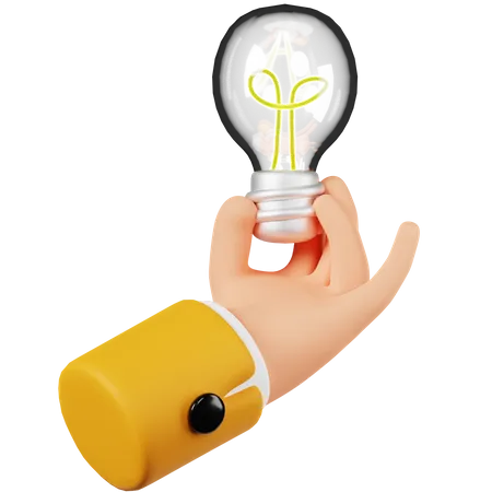 Holding Light Bulb 3 D Icon 3D Icon