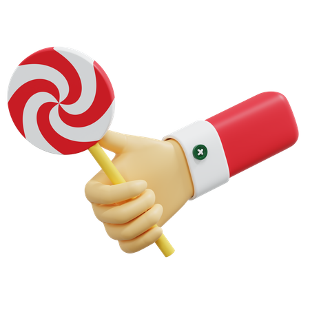 Holding Lollipop  3D Illustration