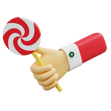 Holding Lollipop  3D Illustration