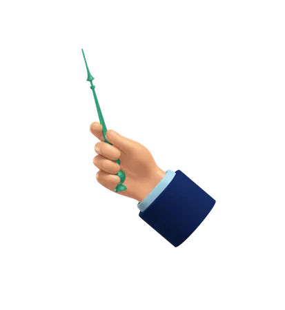 Holding Magic Stick  3D Illustration