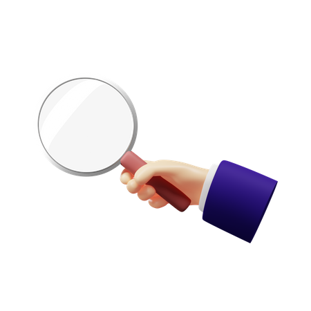 Holding magnifier glass  3D Illustration