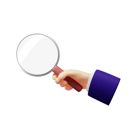 Holding magnifier glass  3D Illustration