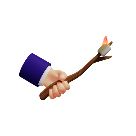 Holding marshmallow sticks  3D Illustration