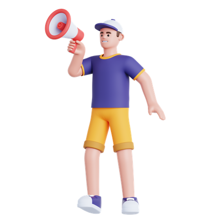 Holding Megaphone  3D Illustration