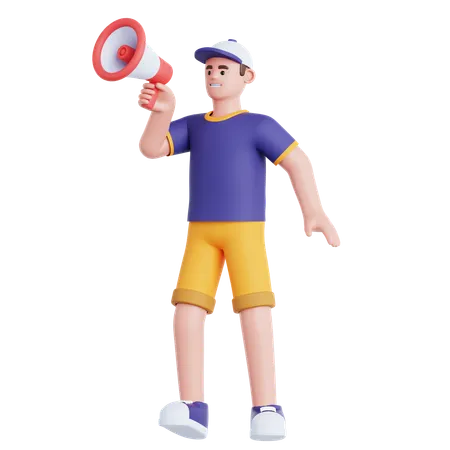 Holding Megaphone  3D Illustration