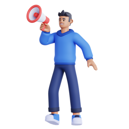 Holding Megaphone  3D Illustration