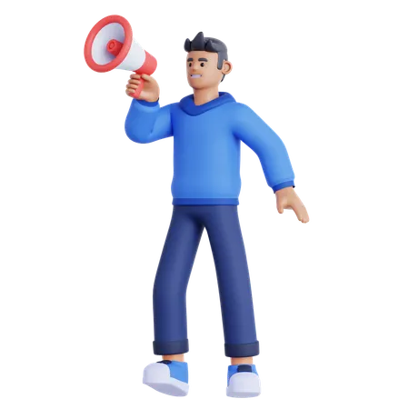 Holding Megaphone  3D Illustration