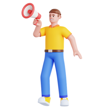 Holding Megaphone  3D Illustration