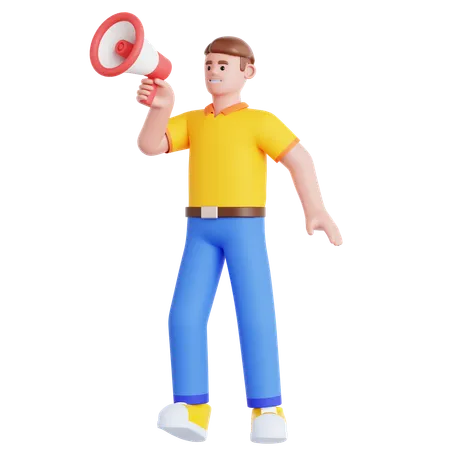 Holding Megaphone  3D Illustration