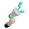 megaphone hand 3d logo
