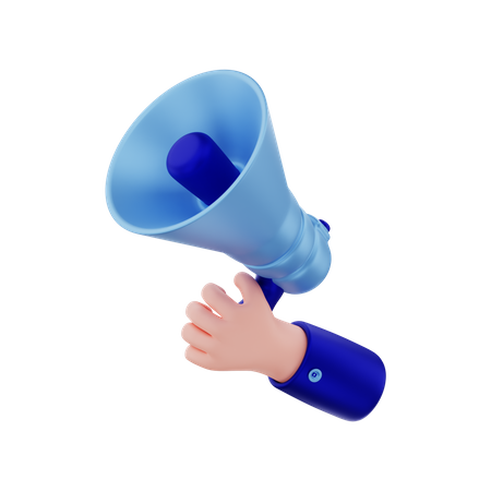 Holding Megaphone In Hand  3D Illustration