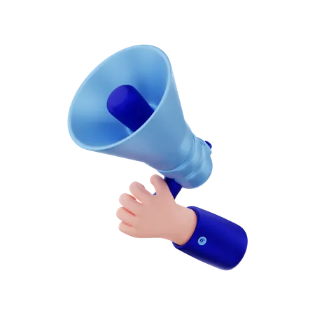 Holding Megaphone In Hand  3D Illustration