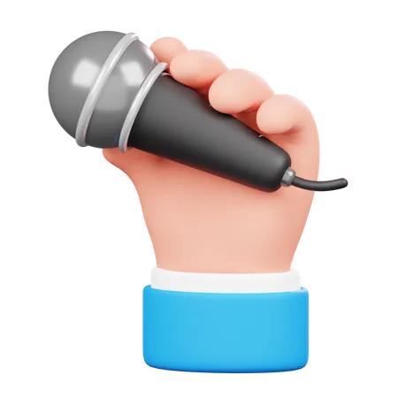 Holding Microphone Hand Gesture  3D Icon