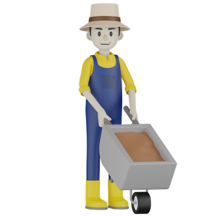 Sosteniendo mini carrito  3D Illustration