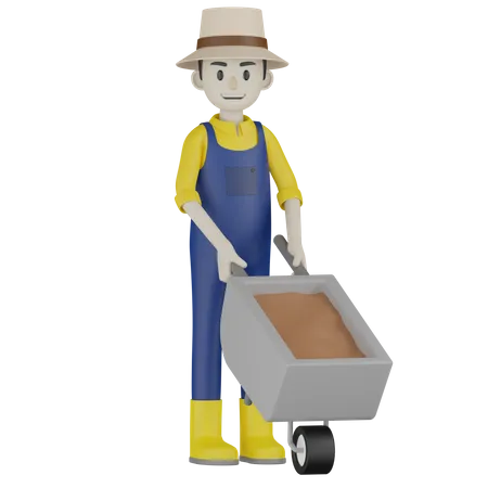 Sosteniendo mini carrito  3D Illustration