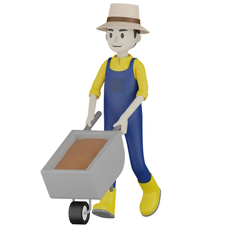 Holding Mini Cart  3D Illustration