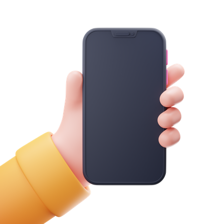 Holding Mobile in hand  3D Illustration