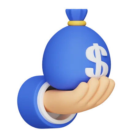 Holding Money Bag  3D Icon