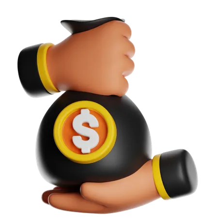 Holding Money Bag  3D Icon