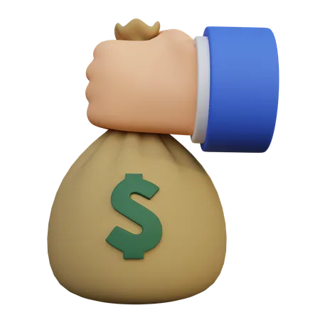 Holding Money Bag  3D Icon