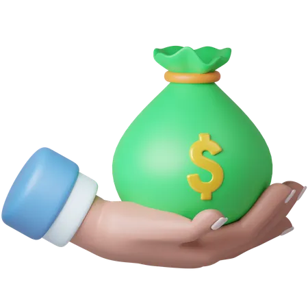 Holding Money Bag  3D Icon