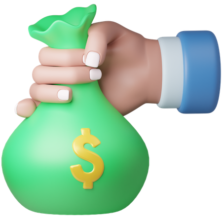 Holding Money Bag  3D Icon