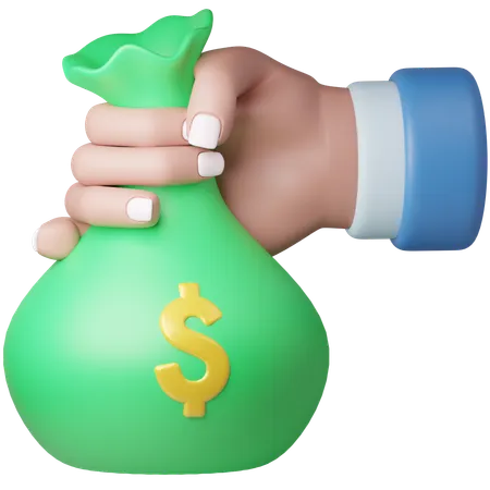 Holding Money Bag  3D Icon