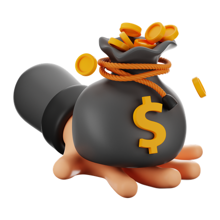 Holding Money Bag  3D Icon