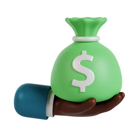 Holding Money Bag Hand Gesture  3D Illustration