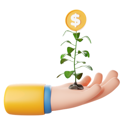 Holding Money Plant Hand Gesture 3D Icon