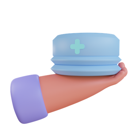 Holding Nurse Cap  3D Icon