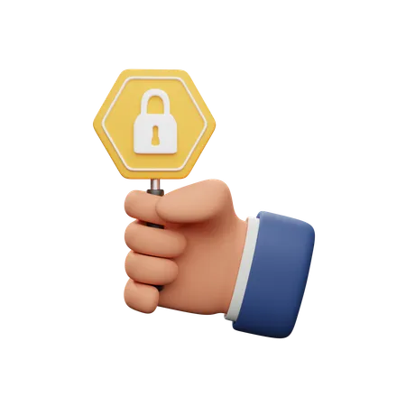 Hand Holding Padlock Symbol Download This Item Now 3D Icon