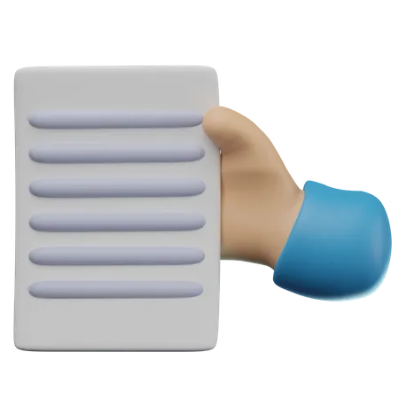 Holding Paper Hand  3D Icon