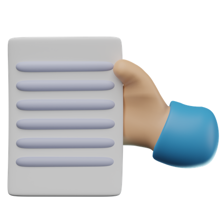 Holding Paper Hand  3D Icon