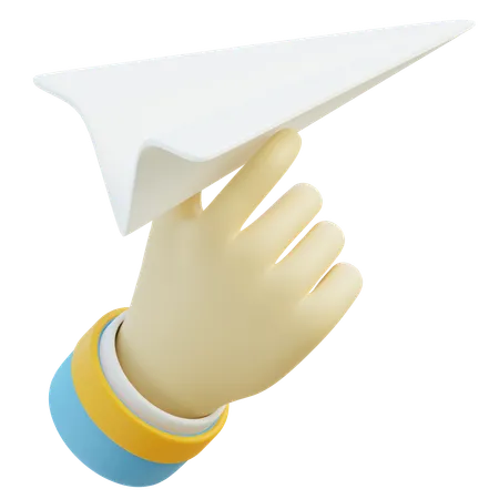 A 3 D Digital Illustration Of A Hand Launching A Paper Plane Evoking Themes Of Sending Off New Ideas Or Ventures 3D Icon