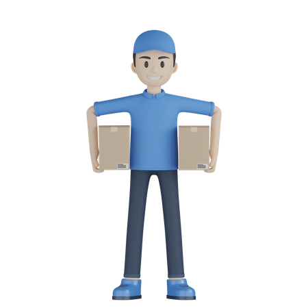 Holding Parcel In Both Hand  3D Illustration