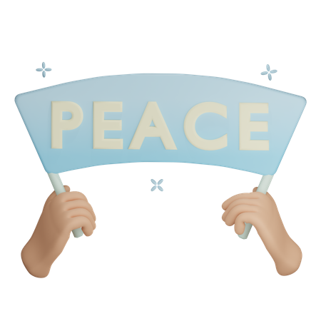 Holding Peace Banner  3D Icon