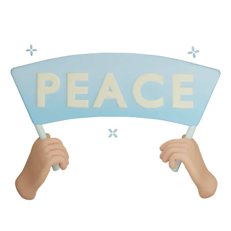 Holding Peace Banner  3D Icon