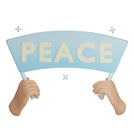 Holding Peace Banner 3D Icon