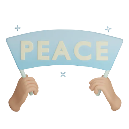 3 D Peace Banner Illustration With Transparent Background 3D Icon