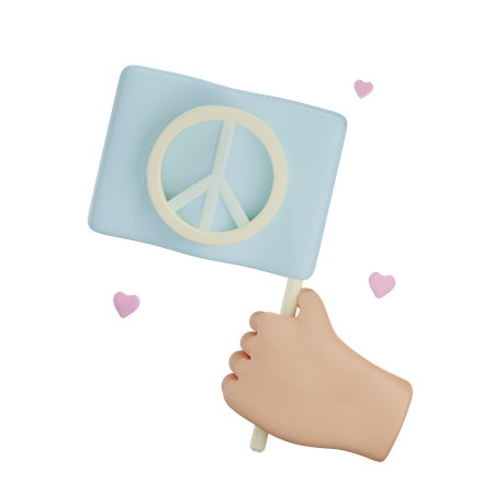 Holding Peace Flag 3D Icon