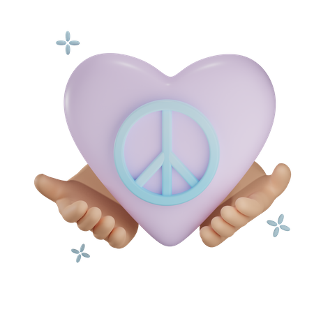 Holding Peace Heart 3D Icon