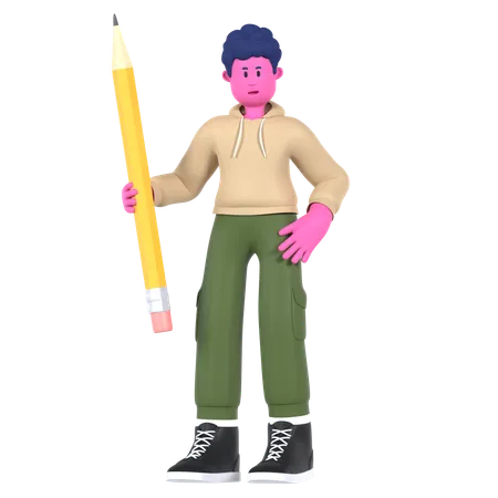 Holding pencil  3D Icon