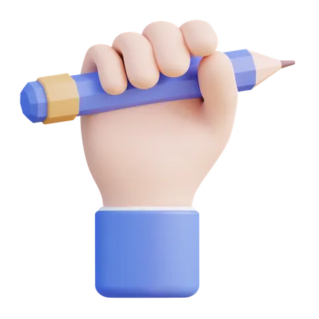 3 D Illustration Of A Hand Holding A Pencil 3 3D Icon
